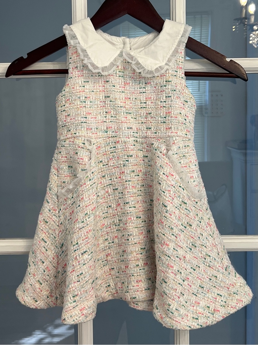 Janie and Jack Girls Boucle Tweed Peter Pan Collar Fit Flare Dress Size 3T